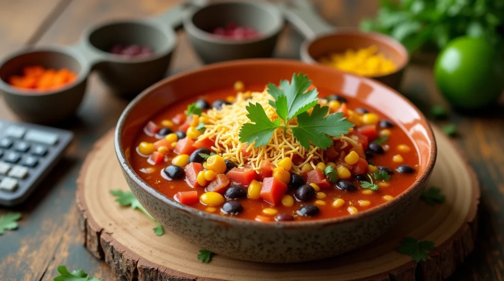 How many calories is homemade taco soup?