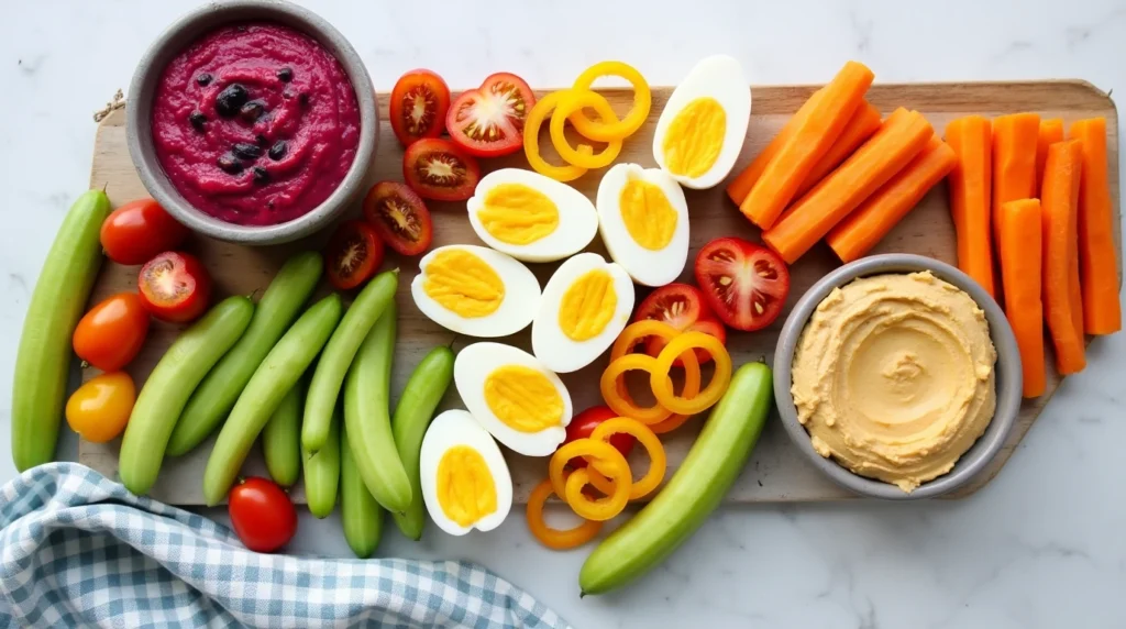 Boiled egg and vegetables in a pot, answering the question 'Can I boil egg and vegetables together?' as a simple cooking method.