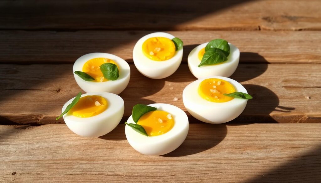 Delicious spinach with boiled eggs recipe featuring sautéed spinach and sliced boiled eggs on a plate.