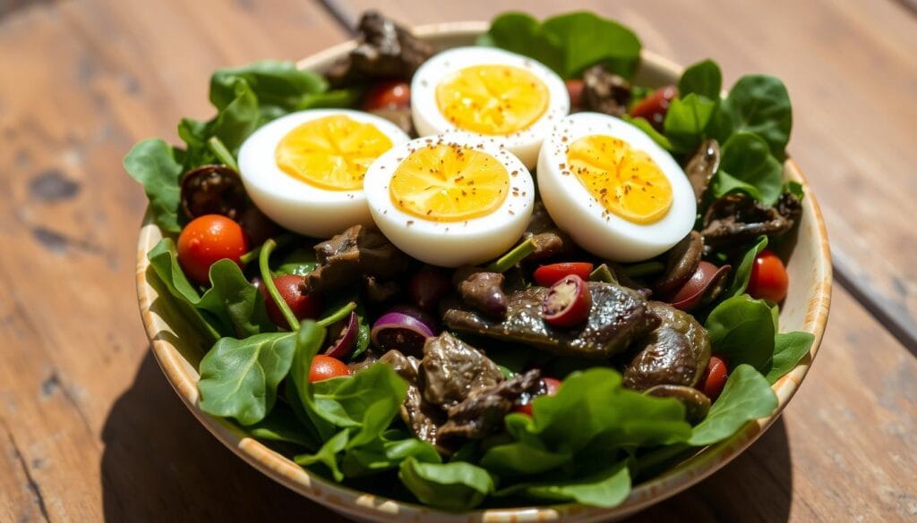 A healthy combination answering the question 'Can we eat spinach and boiled eggs together?' served as a nutritious meal.