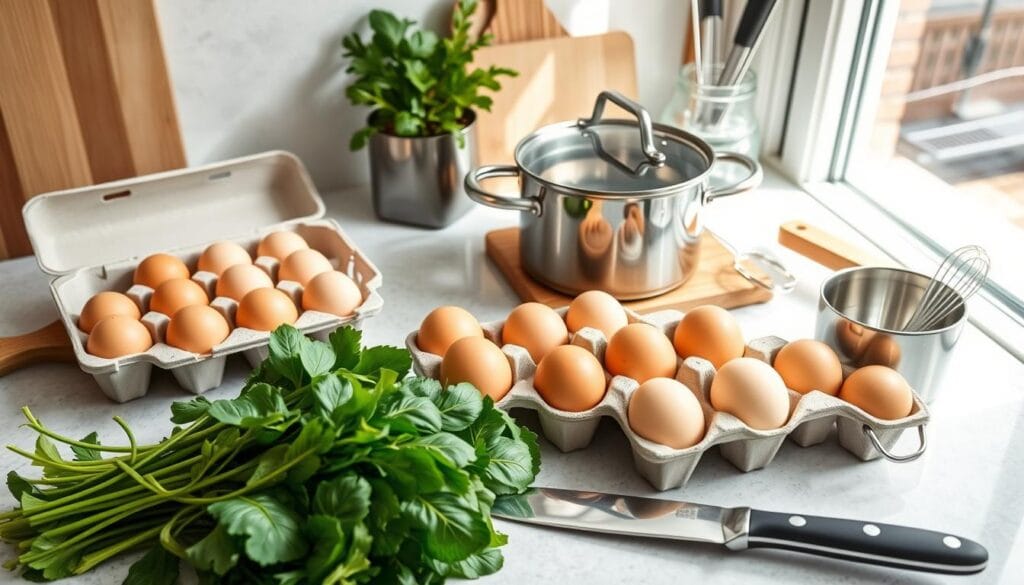 A healthy combination answering the question 'Can we eat spinach and boiled eggs together?' served as a nutritious meal.