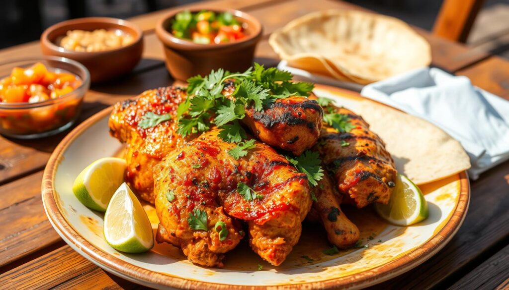 A flavorful display of ingredients answering 'What are the ingredients of El Pollo Loco?' including chicken, citrus, and spices.