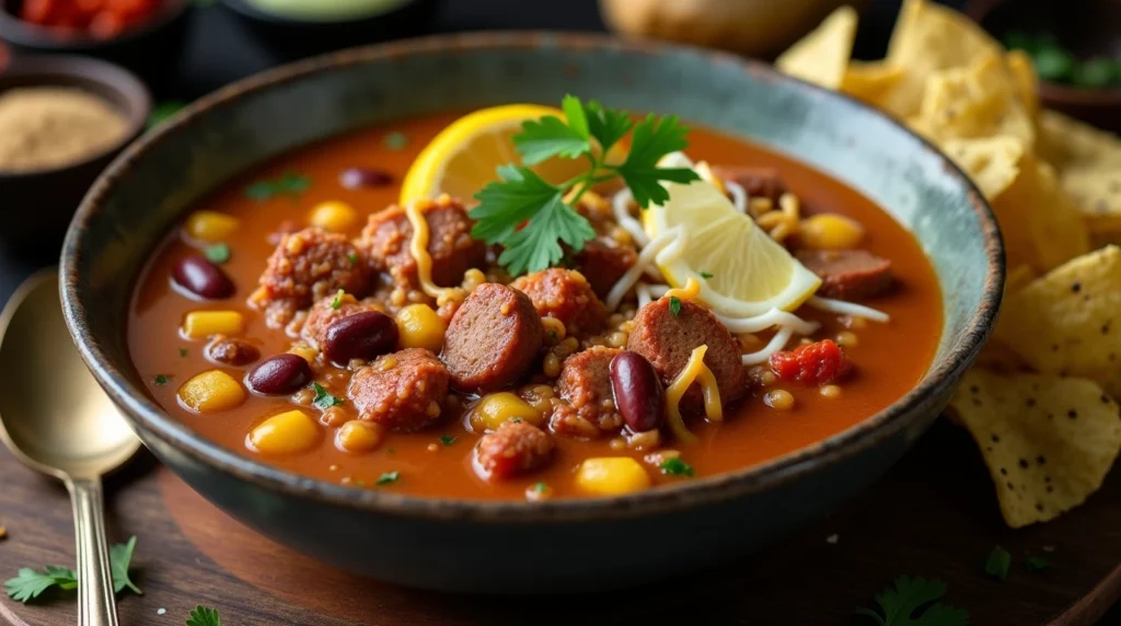 A bowl of taco soup frios recipe served chilled, featuring beans, tomatoes, corn, and spices for a refreshing twist.