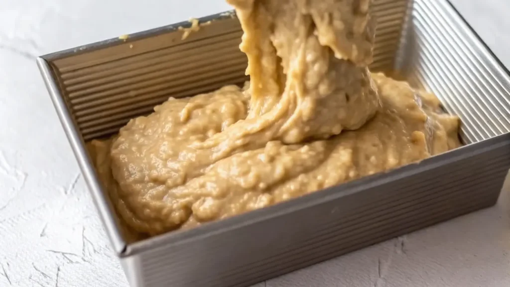 A freshly baked loaf of banana bread, sliced and ready to serve